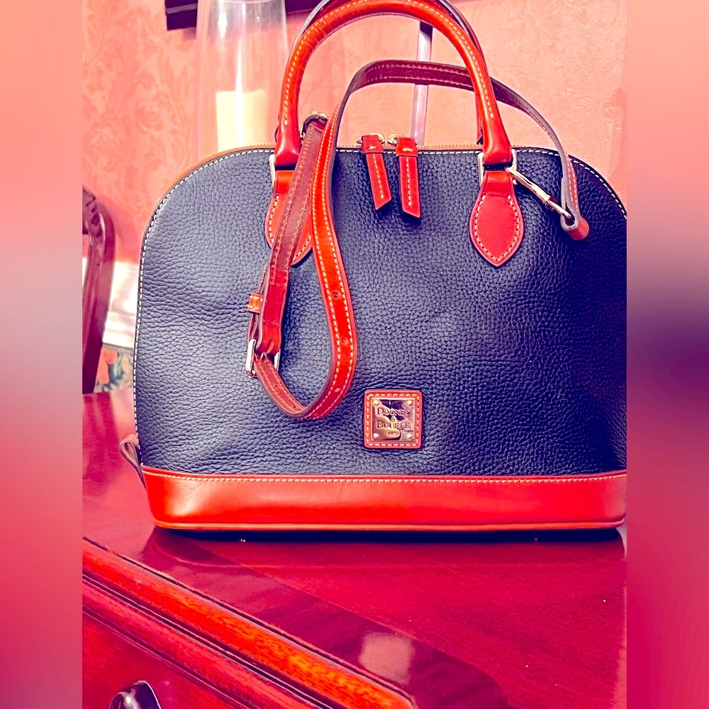 Dooney and Bourke Pebble Grain ZipZip Dome Satchel in Midnight Blue (Navy)